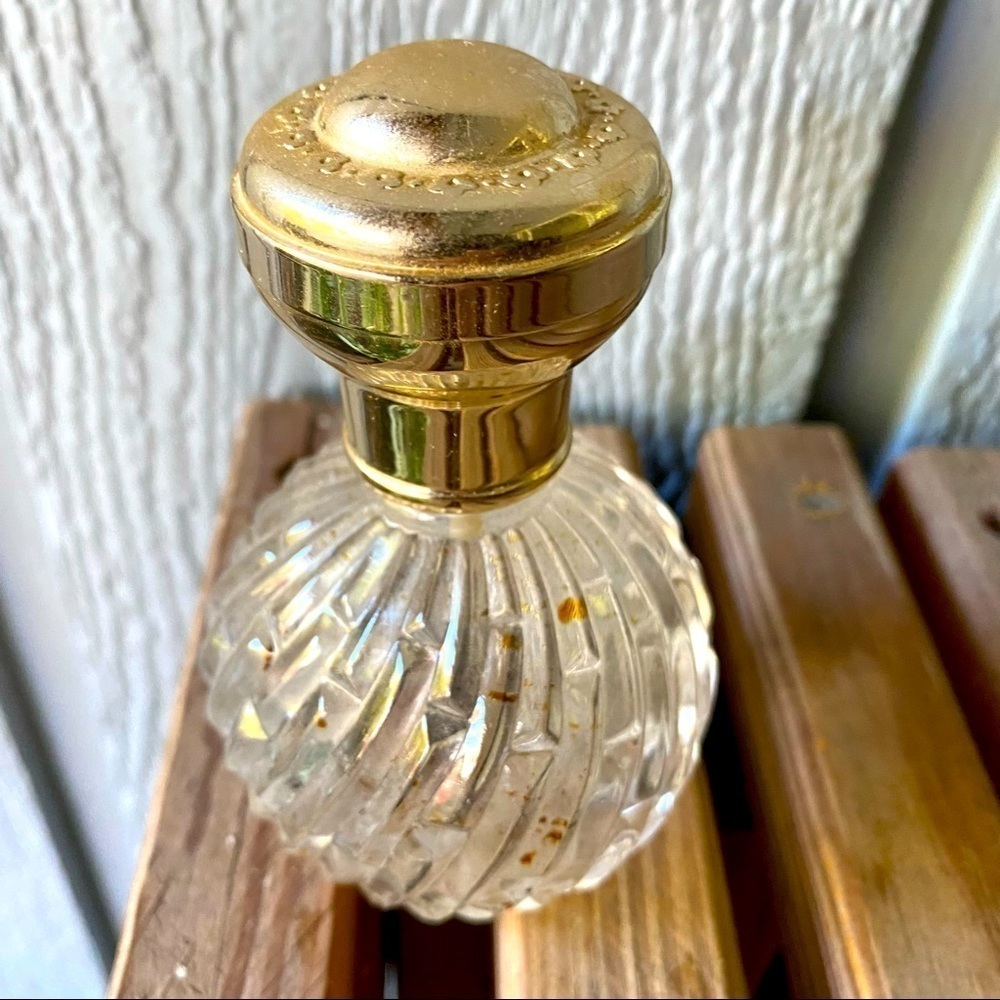 Vintage Fragrance Bottle Gold Top Round Bulb‎ Textured Hollywood Regency Perfume